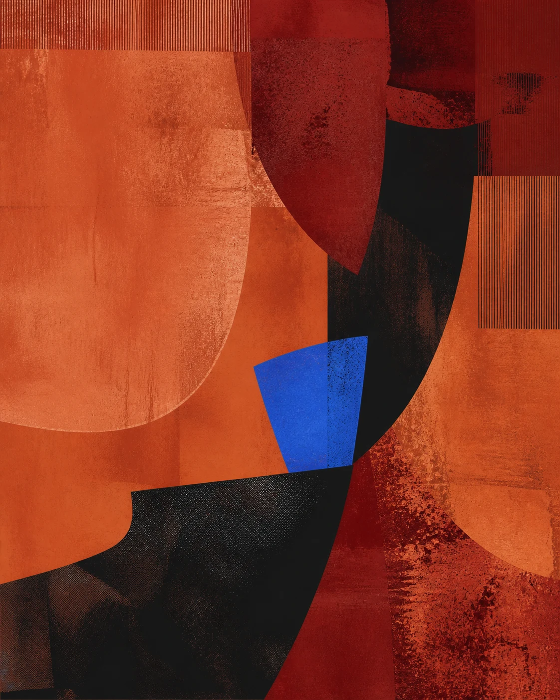 Terracotta Signal abstract art in burnt clay and deep black